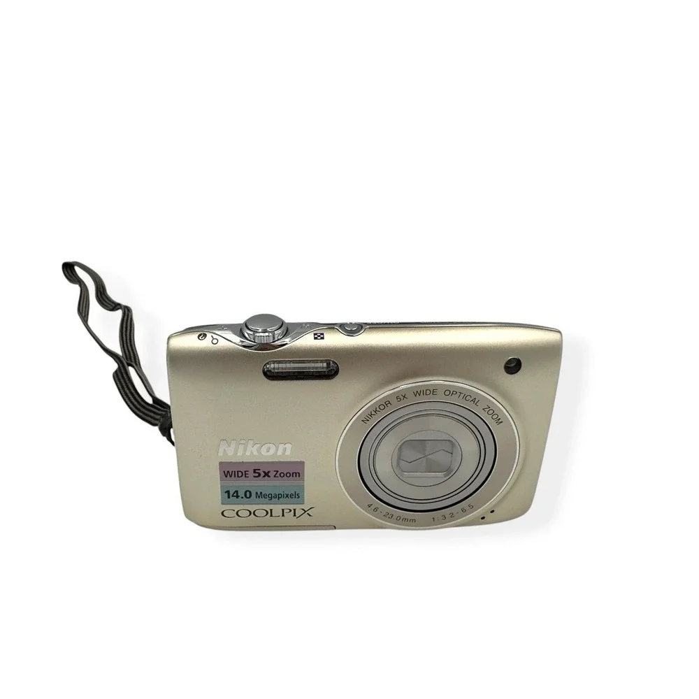 Nikon COOLPIX S3100 14MP Champagne Digital Camera 5X Zoom Charger Bundle TESTED
